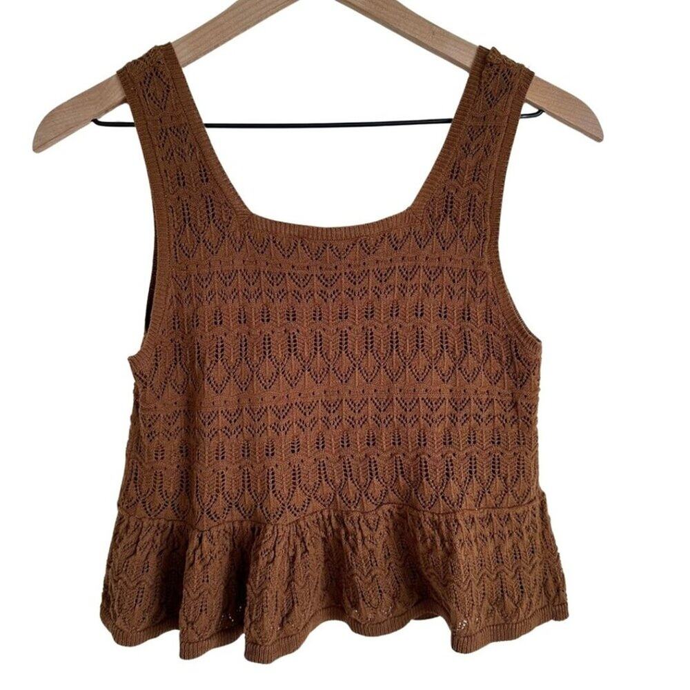 House of Harlow Knitted Peplum Top Brown XS - Picture 7 of 10